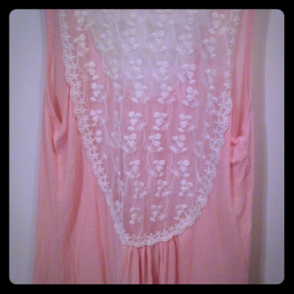 Pink lace backing tank
